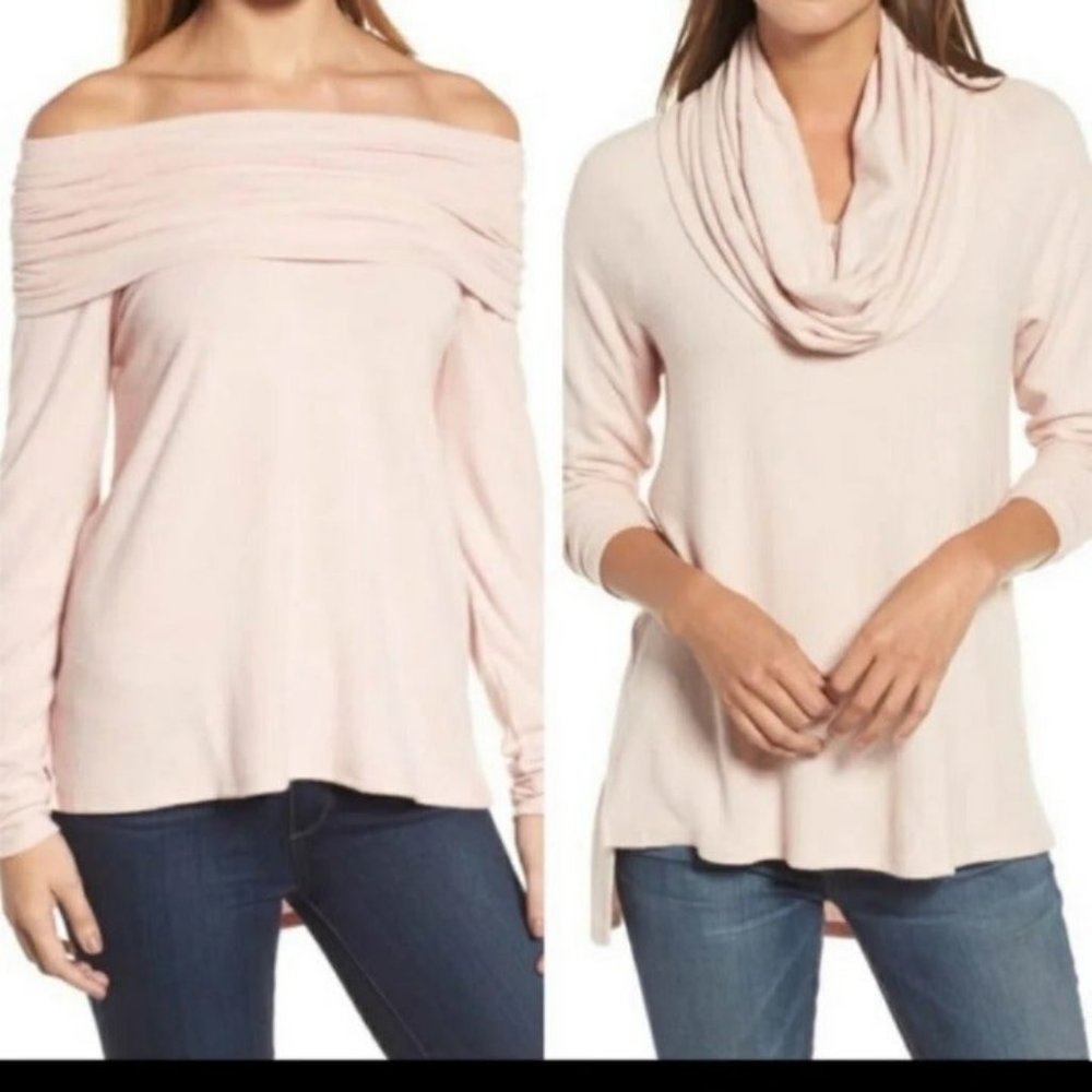 Gibson Convertible Neckline Tunic - size XS in Pink.